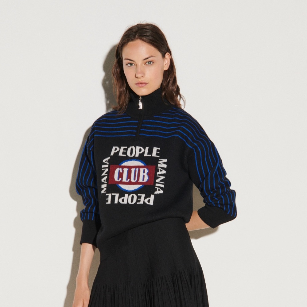 Sandro intarsia half zip sweater